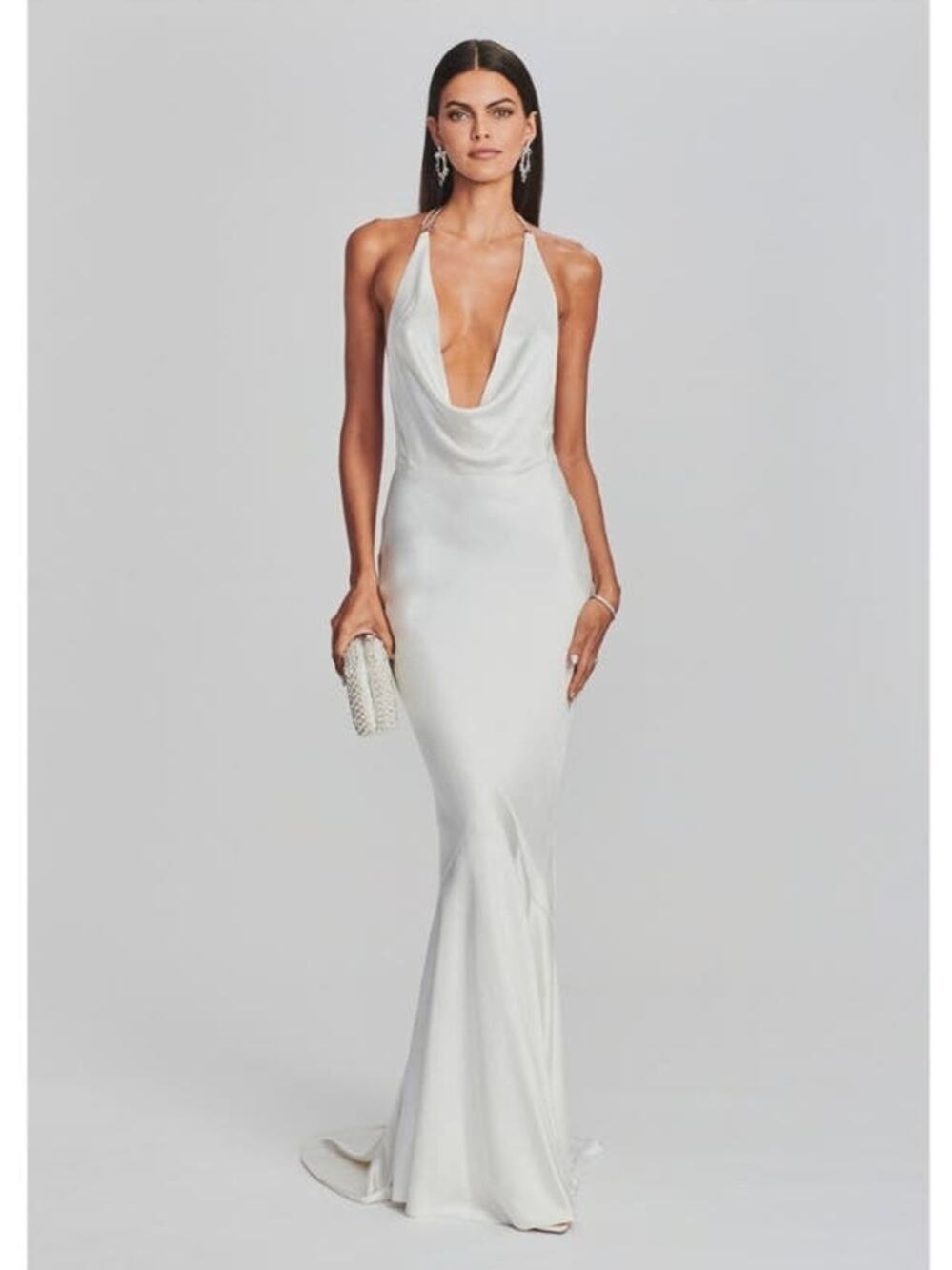 Retrofete Eve Dress in Ivory Size Medium Maxi Open Back Cowl Neckline NWT Bridal